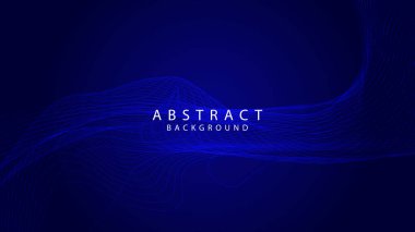 Modern çizgi dalga etkisine sahip mavi gradyan arka plan, teknoloji afiş arka plan tasarımı. Vektör illüstrasyonu