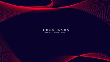 Koyu mavi arka planda soyut parlak dalga çizgileri. Dinamik dalga deseni. Modern dalgalı hatlar. Gelecekçi teknoloji konsepti. Pankart, poster, kapak, broşür, broşür, web sitesi