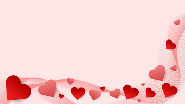 Vector Illustration Valentine Day Background Soft Pink Red Hearts Background — Stock Vector