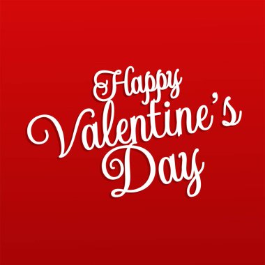 Tebrik kartı, poster, sosyal medya paylaşımı için kırmızı arkaplan üzerindeki Sevgililer Günü yazı dizaynı kutlu olsun. Vektör illüstrasyonu