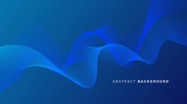 Teknoloji temalı, dalga çizgileri olan koyu mavi arka plan. Fütürist arkaplan, afişler, posterler, web, sunumlar, duvar kağıtları için uygun