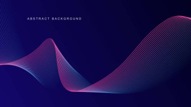 Parlayan dalga çizgileri olan koyu mavi bir arka plan. Fütürist arka plan modern konsept teknolojisi. Vektör illüstrasyonu