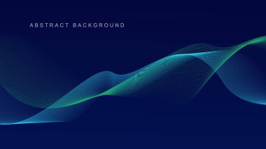 Abstract glowing wave lines on dark blue background dynamic wave pattern modern flowing wavy