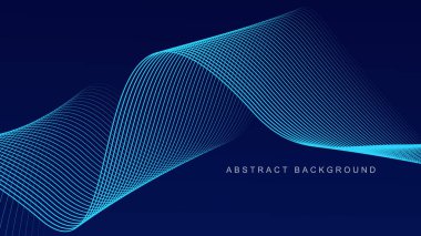 Abstract glowing wave lines on dark blue background dynamic wave pattern modern flowing wavy
