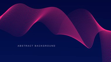 Abstract glowing wave lines on dark blue background dynamic wave pattern modern flowing wavy