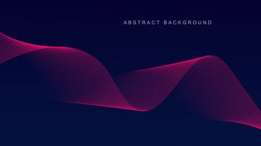 Abstract glowing wave lines on dark blue background dynamic wave pattern modern flowing wavy