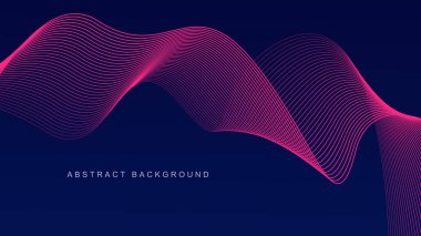 Abstract glowing wave lines on dark blue background dynamic wave pattern modern flowing wavy