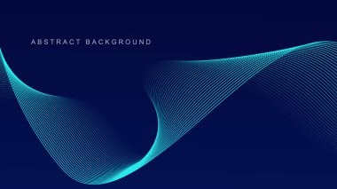 Abstract glowing wave lines on dark blue background dynamic wave pattern modern flowing wavy