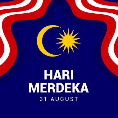 Malezya Bağımsızlığı 'nın vektör illüstrasyonu 31 Ağustos' ta kutlandı. Tebrik kartları, posterler, afişler, sosyal medya için tasarım