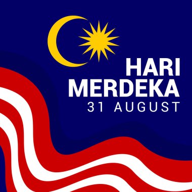 Malezya Bağımsızlığı 'nın vektör illüstrasyonu 31 Ağustos' ta kutlandı. Tebrik kartları, posterler, afişler, sosyal medya için tasarım