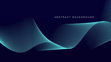 Teknoloji arka planı koyu mavi renkli ve parlak fütüristik çizgiler pankartlar için uygun