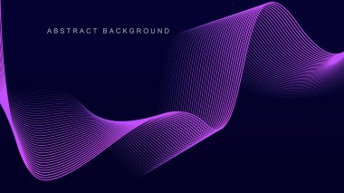 Koyu mavi arkaplanda soyut mavi dalga çizgisi deseni. Gelecekçi teknoloji konsepti. Pankart, poster, kapak, broşür, iniş sayfası, web sitesi