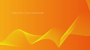 Turuncu arka planda soyut parlak dalga çizgileri. Dinamik dalga deseni. Modern dalgalı hatlar. Gelecekçi teknoloji konsepti. Pankart, poster, kapak, broşür, broşür, web sitesi