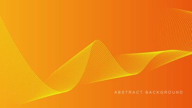Turuncu arka planda soyut parlak dalga çizgileri. Dinamik dalga deseni. Modern dalgalı hatlar. Gelecekçi teknoloji konsepti. Pankart, poster, kapak, broşür, broşür, web sitesi