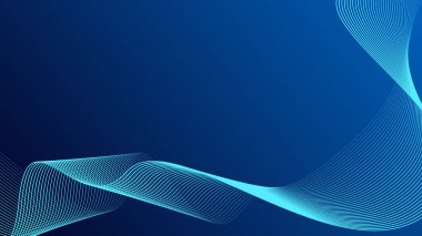 Koyu mavi arkaplanda soyut mavi dalga çizgisi deseni. Gelecekçi teknoloji konsepti. Pankart, poster, kapak, broşür, broşür, web sitesi