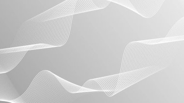Beyaz ve gri olarak soyut minimalist arka plan. Modern fütüristik çizgi dalgalarıyla tasarım.