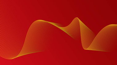 Soyut arkaplan, kırmızı renk ve lüks altın rengi dalgalar.