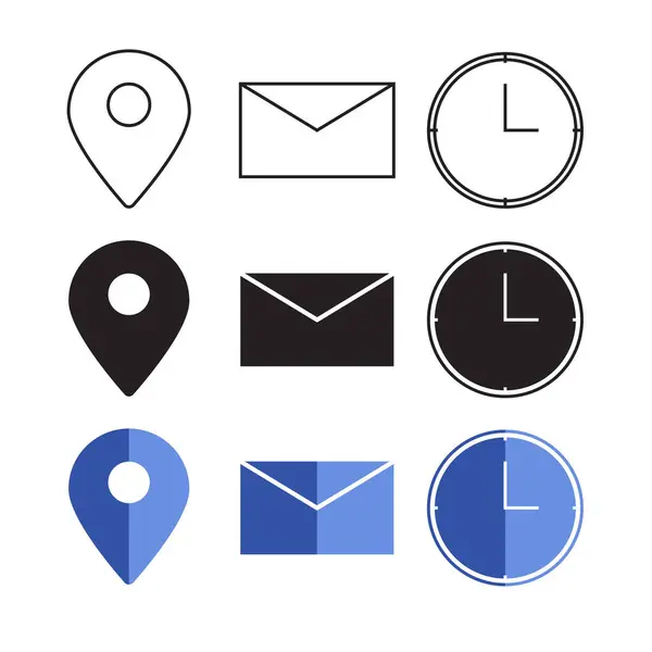 Adres, zaman ve iletişim simgeleri veya zarf iletileri ayarlayın. Düzenlenebilir grafik ögeleri