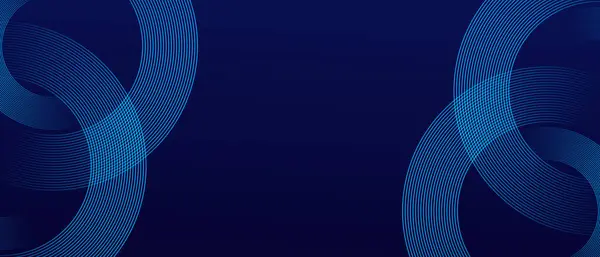 Koyu mavi çember çizgisi soyut arkaplan. Parlak mavi daire geometrik çizgiler ve gelecekteki teknoloji konsepti. Vektör illüstrasyonu