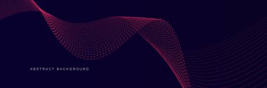 Lacivert arkaplanda koyu mavi soyut pembe dalga deseni üzerinde soyut kırmızı çizgi deseni. Geometrik çizgi sanat tasarımı. Gelecekçi teknoloji konsepti.