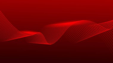 Koyu kırmızı eğimli arkaplanda soyut dalgalı çizgiler.