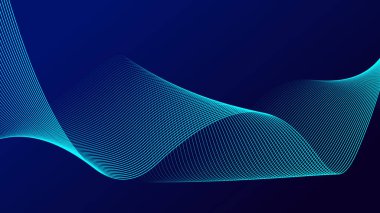 Parlak çizgileri olan soyut koyu mavi arkaplan. Gelecekçi teknoloji konsepti.