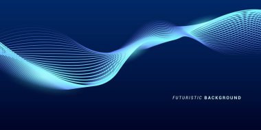 Futuristic Abstract Wave Background with Blue Neon Lines clipart