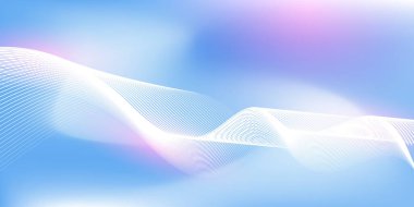 Parlak çizgi dalgalarıyla soyut mavi eğimli arkaplan. Pankart, poster, kapak, broşür, broşür, web sitesi için minimalist arkaplan