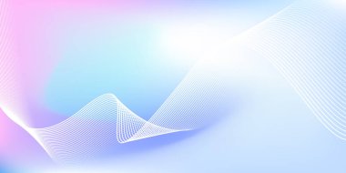 Parlak çizgi dalgalarıyla soyut mavi ve pembe gradyan arkaplan. Pankart, poster, kapak, broşür, broşür, web sitesi için minimalist pastel arkaplan