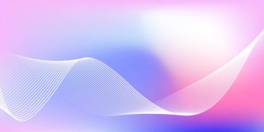 Parlak çizgi dalgalarıyla soyut mavi ve pembe gradyan arkaplan. Pankart, poster, kapak, broşür, broşür, web sitesi için minimalist pastel arkaplan