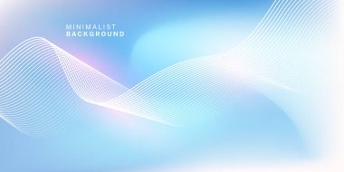 Parlak çizgi dalgalarıyla soyut mavi eğimli arkaplan. Pankart, poster, kapak, broşür, broşür, web sitesi için minimalist arkaplan