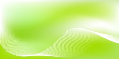 Parlak çizgi dalgaları olan soyut yeşil eğimli arkaplan. Pankart, poster, kapak, broşür, broşür, web sitesi için minimalist arkaplan