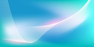 Parlak çizgi dalgalarıyla soyut mavi eğimli arkaplan. Pankart, poster, kapak, broşür, broşür, web sitesi için minimalist arkaplan