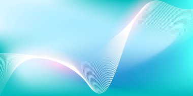 Parlak çizgi dalgalarıyla soyut mavi eğimli arkaplan. Pankart, poster, kapak, broşür, broşür, web sitesi için minimalist arkaplan