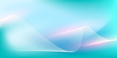 Parlak çizgi dalgalarıyla soyut mavi eğimli arkaplan. Pankart, poster, kapak, broşür, broşür, web sitesi için minimalist arkaplan