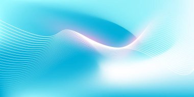 Parlak çizgi dalgalarıyla soyut mavi eğimli arkaplan. Pankart, poster, kapak, broşür, broşür, web sitesi için minimalist arkaplan