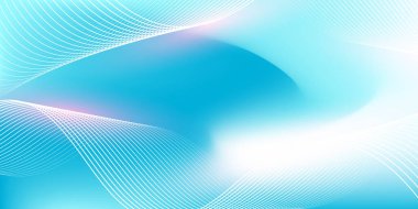 Parlak çizgi dalgalarıyla soyut mavi eğimli arkaplan. Pankart, poster, kapak, broşür, broşür, web sitesi için minimalist arkaplan