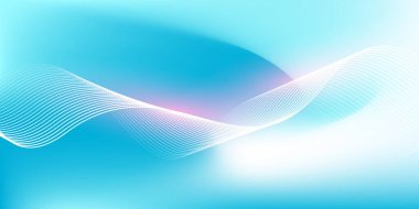 Parlak çizgi dalgalarıyla soyut mavi eğimli arkaplan. Pankart, poster, kapak, broşür, broşür, web sitesi için minimalist arkaplan