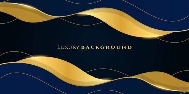 Zarif koyu mavi ve altın sarısı soyut arka plan afiş, ödül, kutlama, yıldönümü, terfi, reklam için uygun