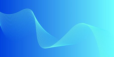 Koyu mavi arka planda soyut parlak dalga çizgileri. Dinamik dalga deseni. Modern dalgalı hatlar. Gelecekçi teknoloji konsepti. Pankart, poster, kapak, broşür, broşür, web sitesi