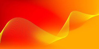 Yumuşak eğimli kırmızı, turuncu ve sarı arkaplan ve parlak çizgiler. Pankart, poster, kapak, broşür, broşür, web sitesi için minimalist arkaplan