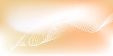 Beyaz Dalga Çizgileri ile Asgari Portakal Gradyan Arkaplanı. Sıcak Gradyan Tonunda Modern Dalga Çizgisi Arkaplanı.