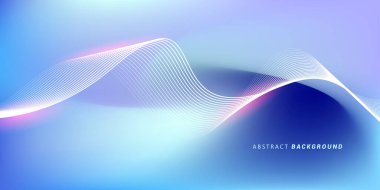 Parlak çizgi dalgalarıyla soyut mavi eğimli arkaplan. Pankart, poster, kapak, broşür, broşür, web sitesi için minimalist arkaplan