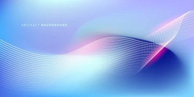 Parlak çizgi dalgalarıyla soyut mavi eğimli arkaplan. Pankart, poster, kapak, broşür, broşür, web sitesi için minimalist arkaplan