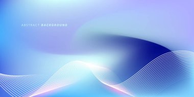 Parlak çizgi dalgalarıyla soyut mavi eğimli arkaplan. Pankart, poster, kapak, broşür, broşür, web sitesi için minimalist arkaplan