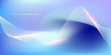 Parlak çizgi dalgalarıyla soyut mavi eğimli arkaplan. Pankart, poster, kapak, broşür, broşür, web sitesi için minimalist arkaplan