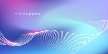Parlak çizgi dalgalarıyla soyut mavi eğimli arkaplan. Pankart, poster, kapak, broşür, broşür, web sitesi için minimalist arkaplan