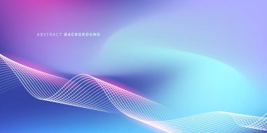 Parlak çizgi dalgalarıyla soyut mavi eğimli arkaplan. Pankart, poster, kapak, broşür, broşür, web sitesi için minimalist arkaplan