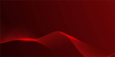 Parlak çizgi dalgalarıyla soyut kırmızı eğimli arkaplan. afiş, poster, kapak, broşür, broşür, web sitesi için modern arkaplan