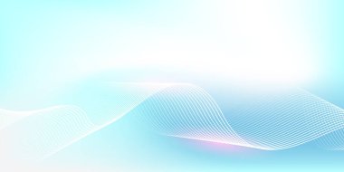 Parlak çizgi dalgalarıyla soyut mavi eğimli arkaplan. Pankart, poster, kapak, broşür, broşür, web sitesi için minimalist arkaplan